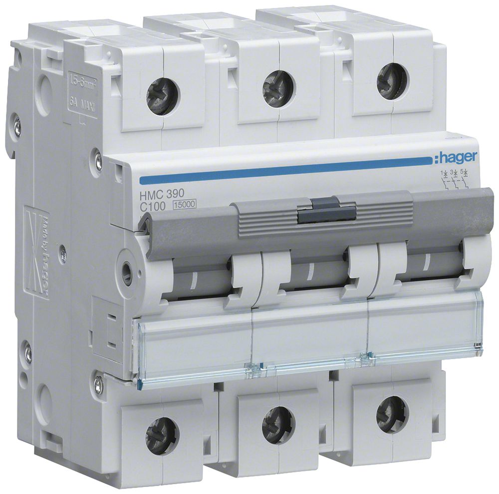 Leitungsschutzschalter Hager MCB 3P 400V Typ C 100A Icn 15kA 4.5TE
