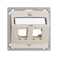 Kit montaggio INC EDIZIOdue, con cappa di uscita obliqua, per 2×RJ45, crema
