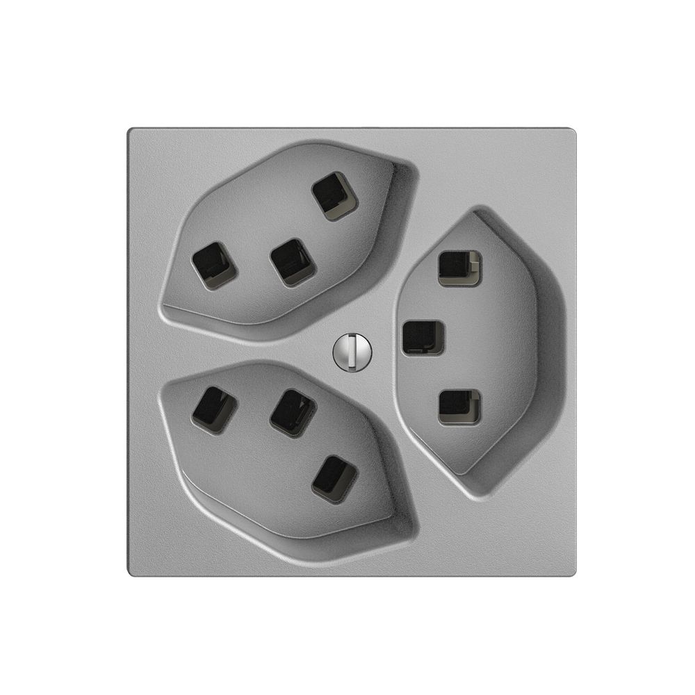 Steckdose EDIZIOdue 3×T23 silver 16A, mit Steckklemmen