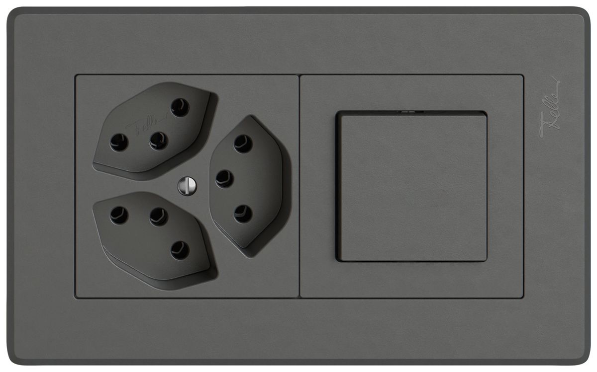 UP-Kombination EDIZIO.liv SNAPFIX® 1×2 96×156mm 3×T13+Schema 3/1L dunkelgrau