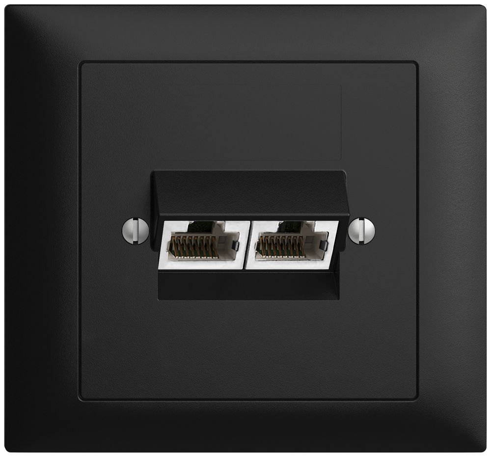 EB-Dose 2×RJ45/s 4P getr. EDIZIOdue schwarz ITplus