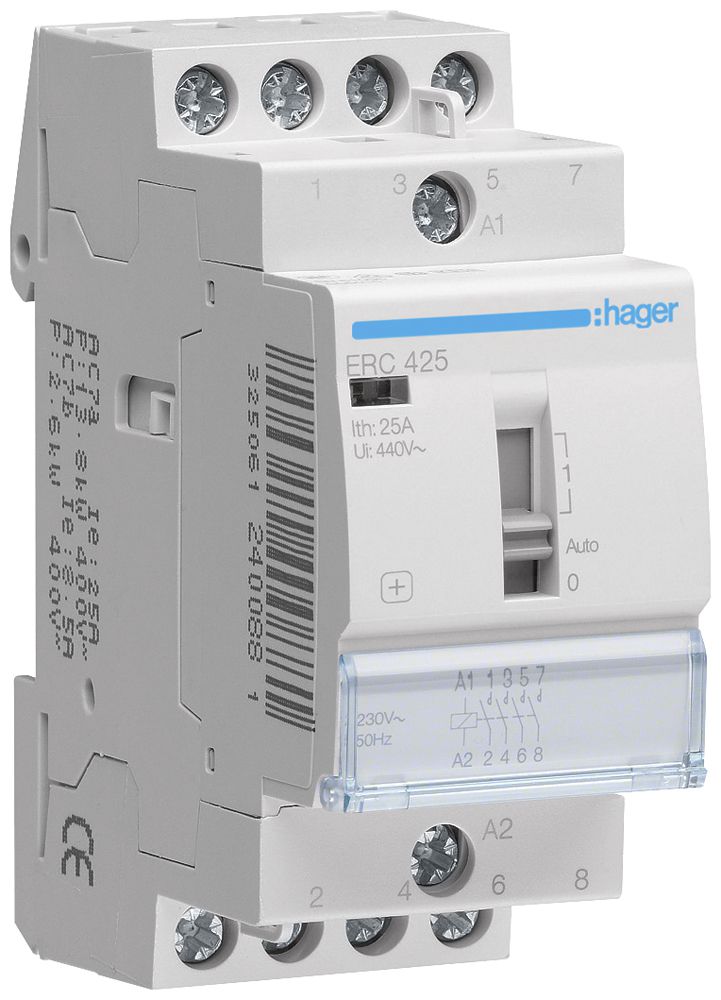 REG-Schütz Hager ERC 230VAC 4 Schliesser 0 Öffner 25A 2TE