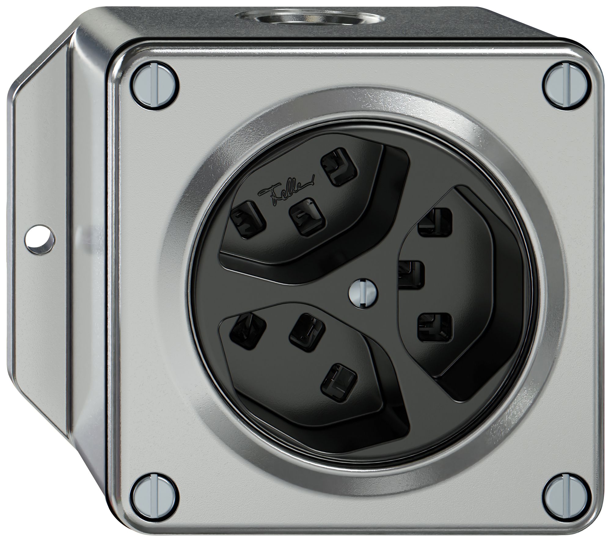 Presa AP ELEMENT 3×tipo 23 1×S 16A 250V IP20 alluminio