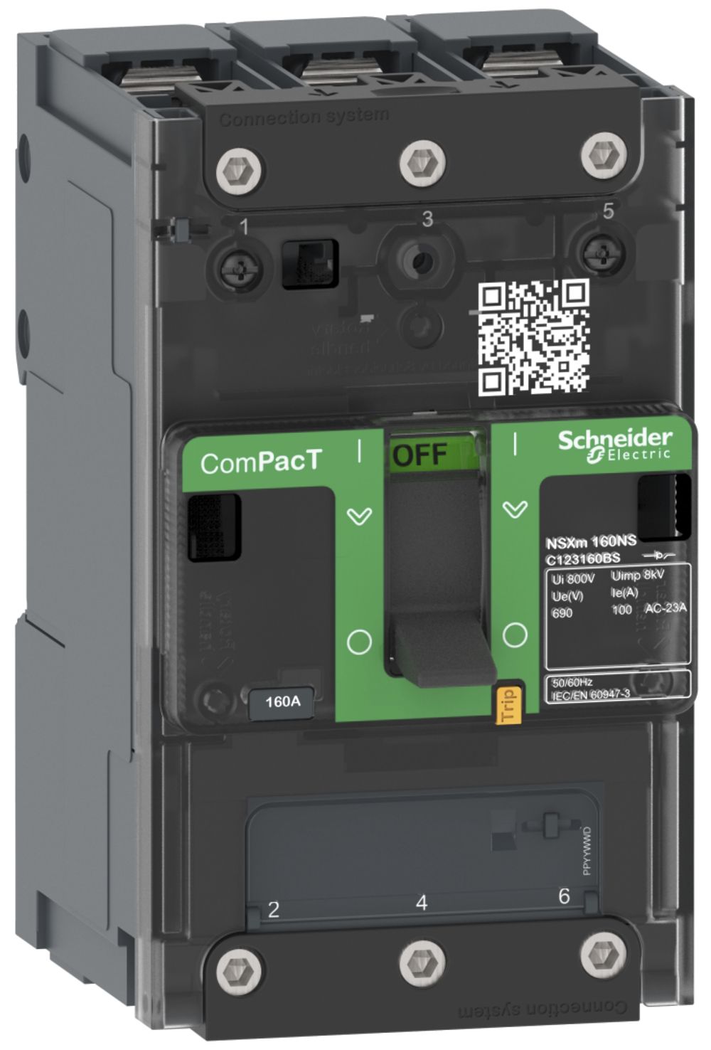 Sectionneur de charge ComPacT NSXm160NA, 3P 160A/690V