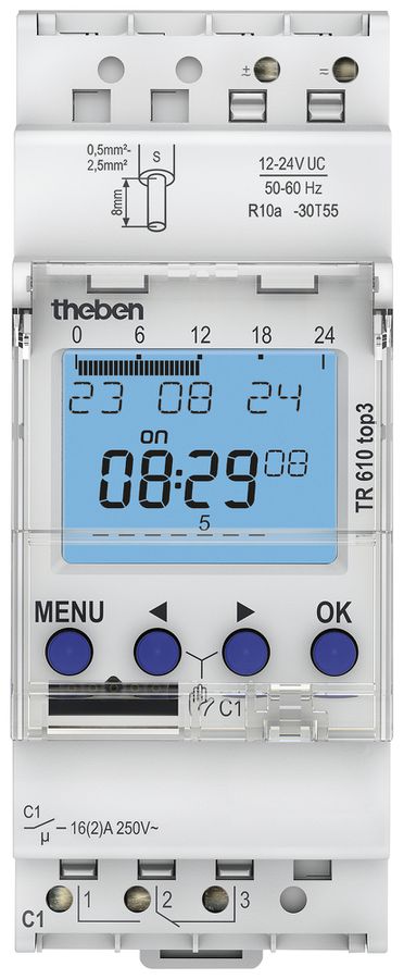 Timer digitale AMD Theben TR 610 12…24V 16A programma settimanale 1-canale