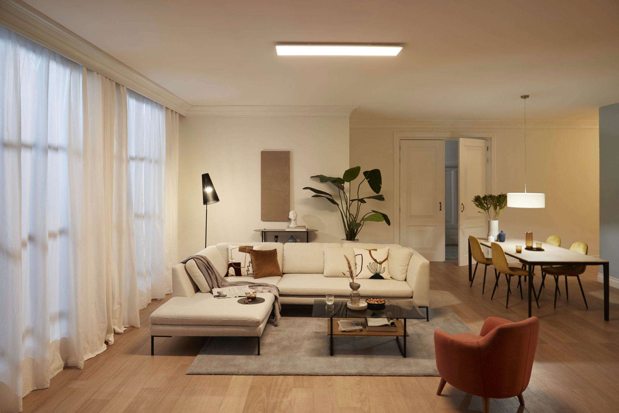 LED-Deckenleuchte Philips Touch 36W 3300lm 2700K DIM 1200×300mm weiss