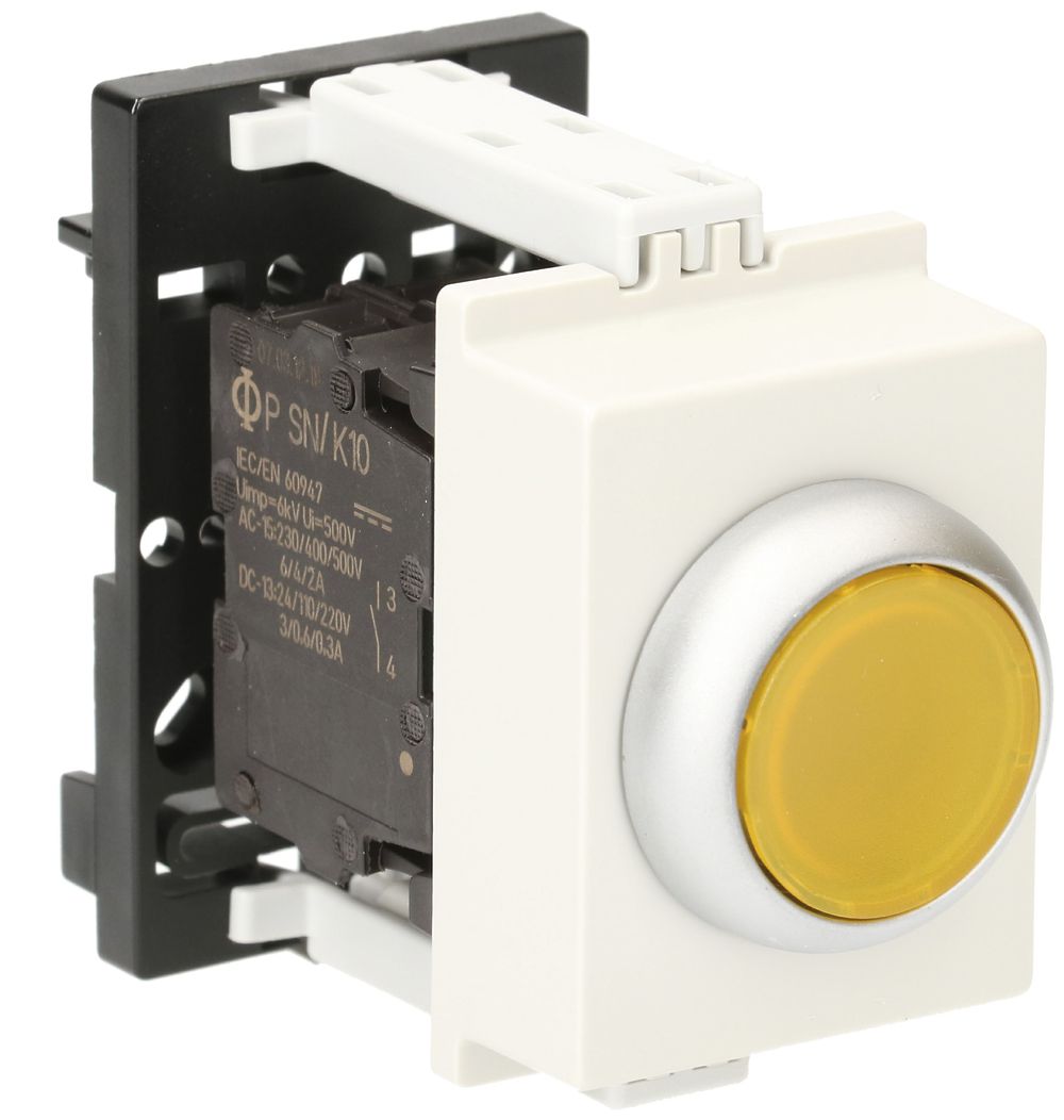 REG-Leuchttaster K&N, 24VAC/DC, 1S 6A, 2TE, Kalotte gelb