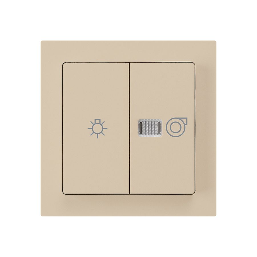 Leuchtdruckschalter kallysto 1/1L beige mit Symbol Licht+Ventilation