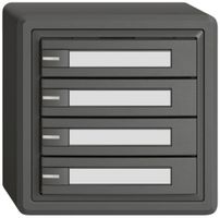 Poussoir universel AP EDIZIO.liv UNI SNAPFIX® 12…48V a.LED 4× comm.1T étiqu.grf