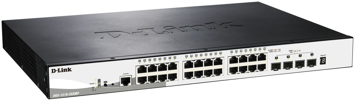 Switch D-Link DGS-1510-28XMP/E, 28-Port smart managed Layer2/3 Gigabit PoE+