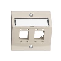 Kit montaggio EDIZIOdue, con cappa di uscita obliqua, per 2×RJ45, crema