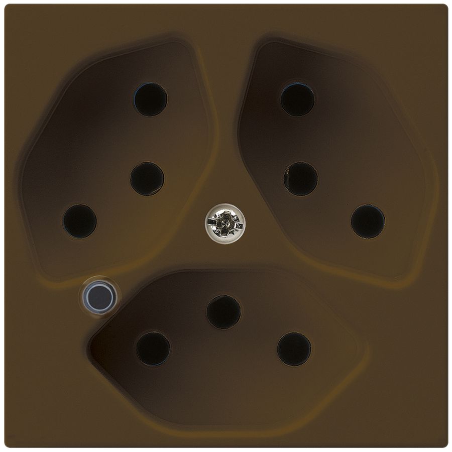 Steckdose Hager kallysto 3×T13 beleuchtet A braun