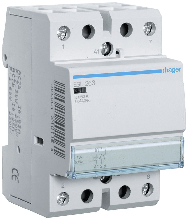 REG-Schütz Hager ESL 12VAC 2 Schliesser 63A 3TE