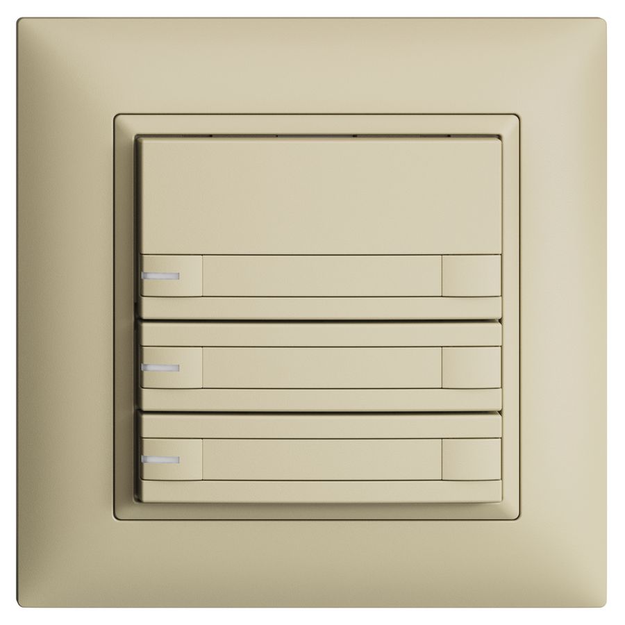 Poussoir KNX RGB ENC EDUE FMI, 250mW, a.LED RGB, papier, 3×pouss., C.2×T., van