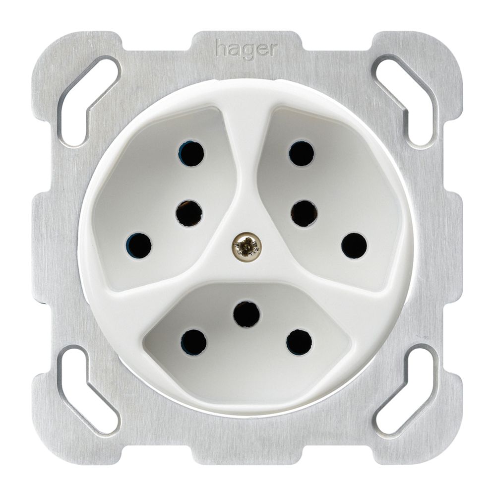 Einsatz zu UP-Steckdose basico 3×Typ 13 weiss mit Kinderschutz