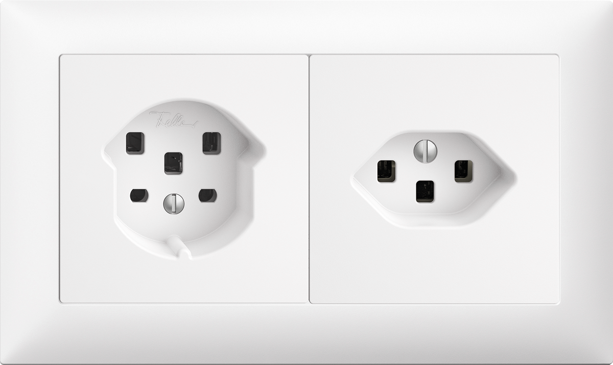 UP-Kombination Edue 1x2, Steckdose T25 + Steckdose T23 ws