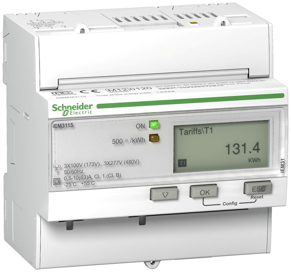 Compteur d'énergie AMD Schneider Electric iEM3115 MID 3P+N 63A impuls.multitarif