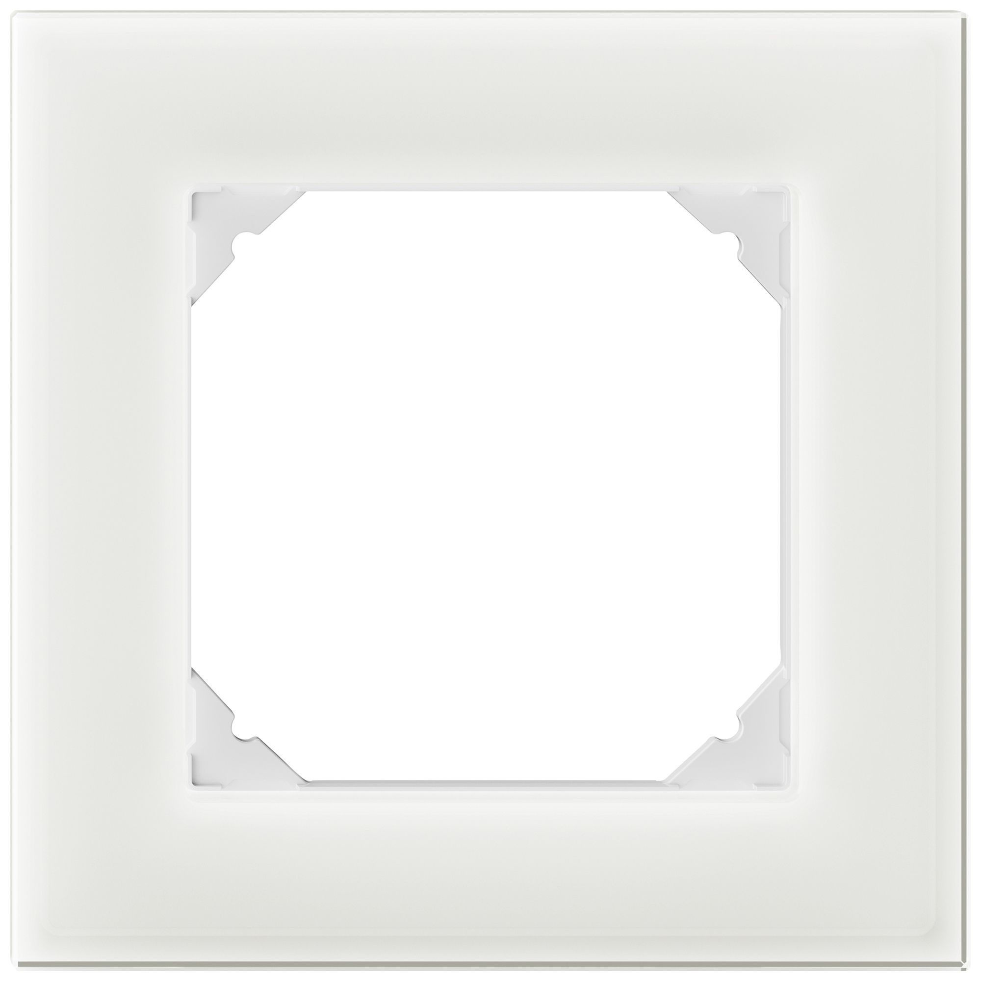 UP-Abdeckrahmen EDIZIO.liv prestige SNAPFIX® 1×1 94×94mm glas weiss