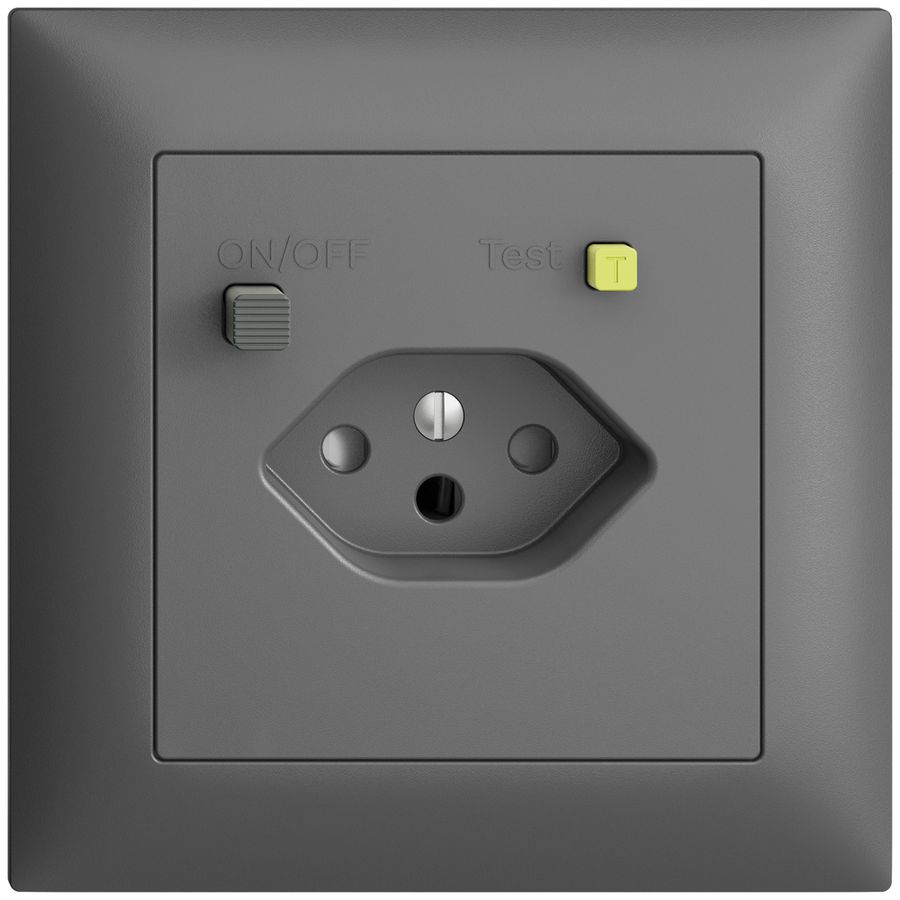 UP-Steckdose EDIZIOdue T13 FI 30mA FMI, shutter, dunkelgrau