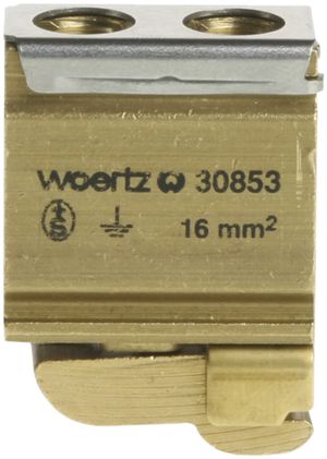 Borne de terre joignable Woertz 6…16mm² raccordement à vis 2×1 barre G