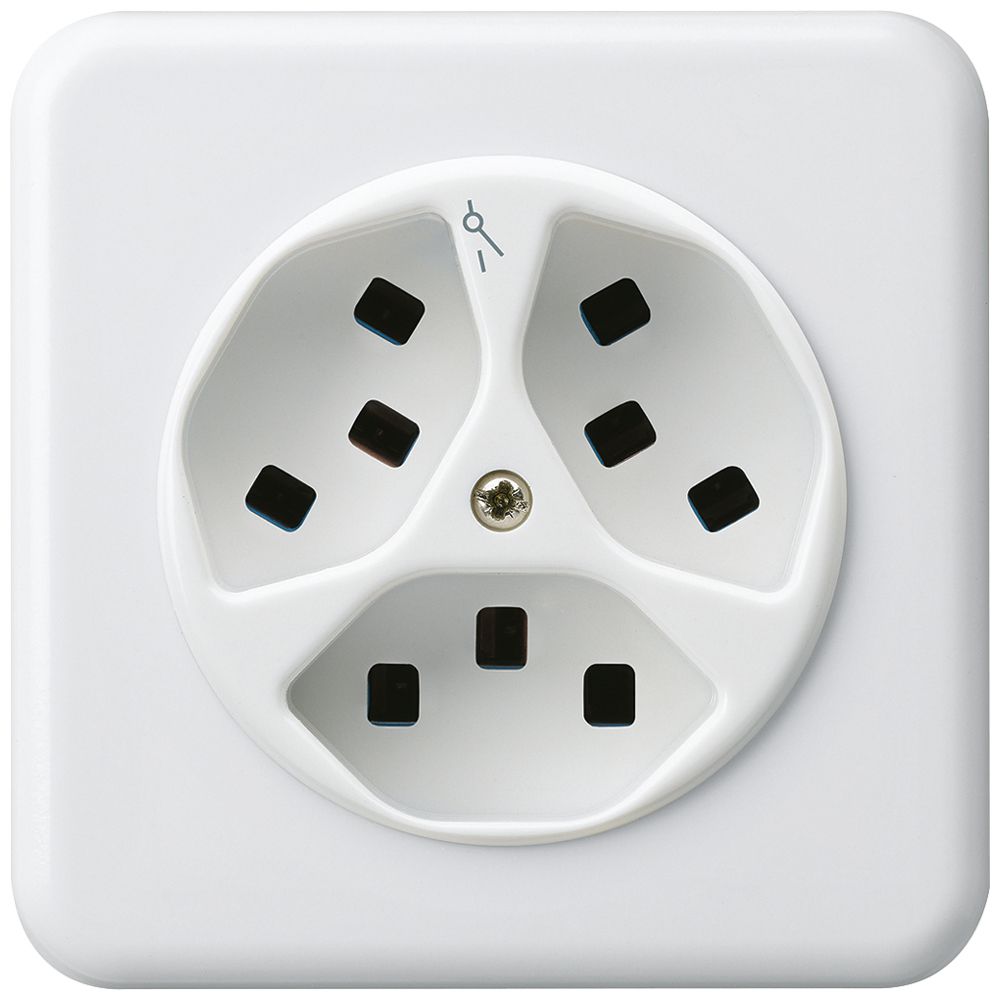 UP-Steckdose Hager basico 3×Typ 23 1×S C weiss