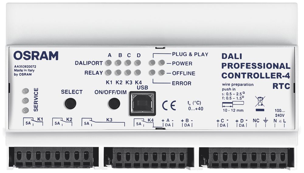 REG-Steuergerät DALI PRO Cont-4RTC 20W 100…240V