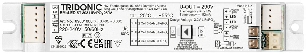 Module d'éclairage de secours Tridonic EMcLED303 2.5W 250V 1…3h LED AT