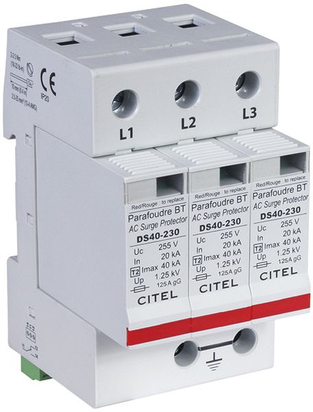 Überspannungsableiter Flury DS 40S, Typ 2, 3-polig