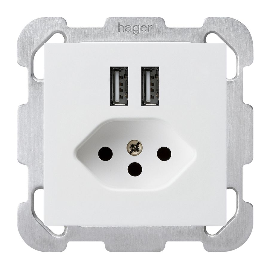 Prise ENC 2×USB & T13 kallysto B 2400mA blanc