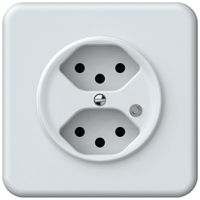 Prise ENC origin 2×type 13 lum.vert 10A 230V 92×92mm blanc