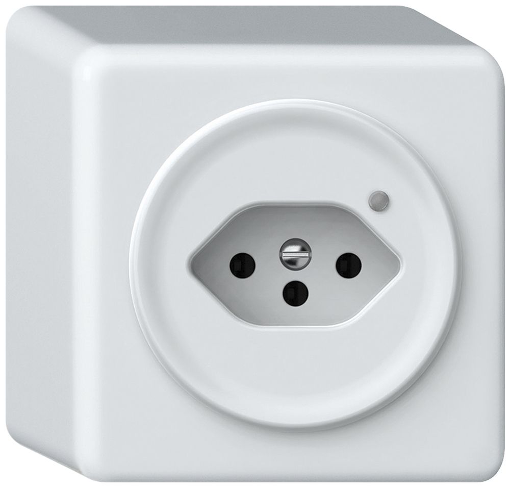 AP-Steckdose origin 1×Typ 13 bel.grün 10A 230V 88×88×54mm weiss