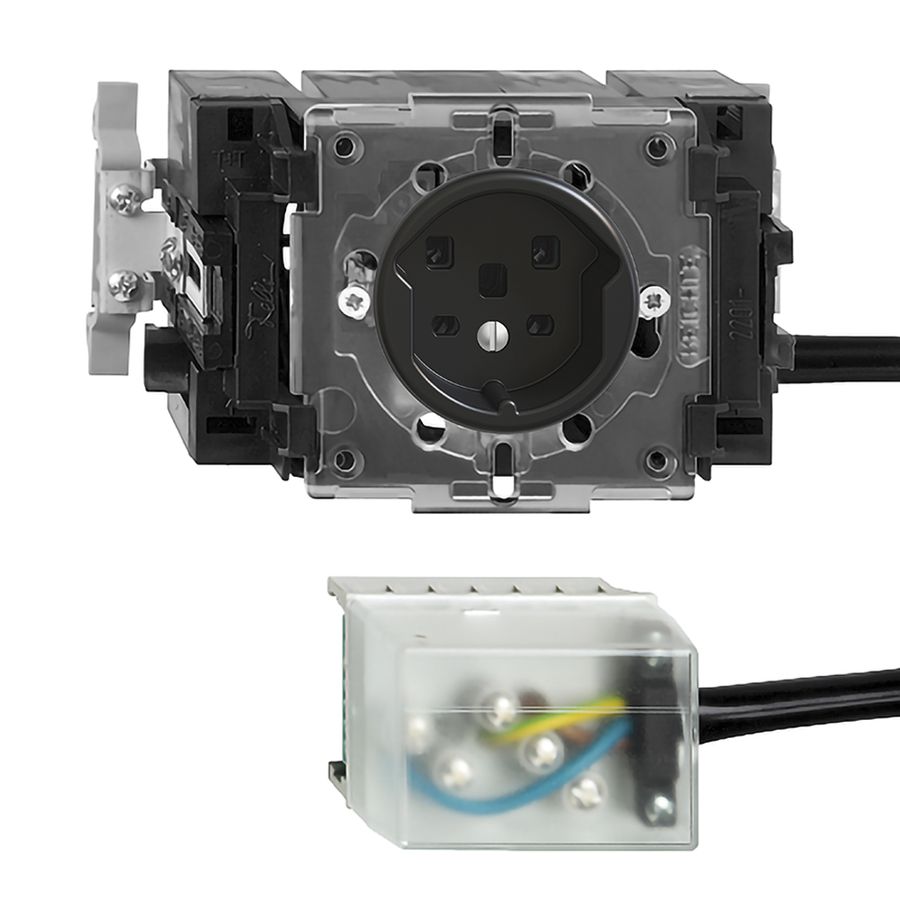 EB-Steckdose FH T25 16A schwarz 53mm Snap für Flachkab.Powerbus