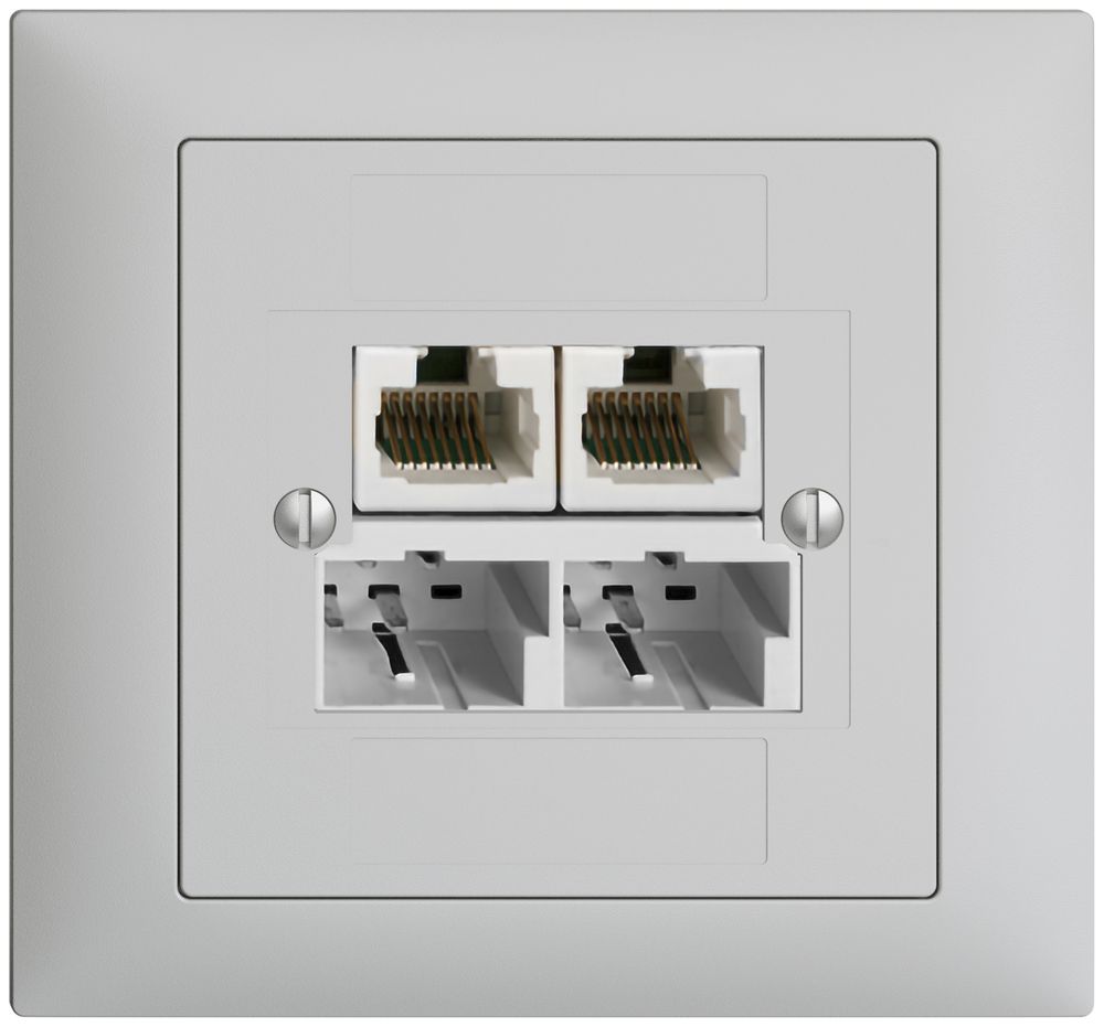 EB-Dose SOHO 2×TT/2×RJ45/u getr.ITplus EDIZIOdue hellgrau