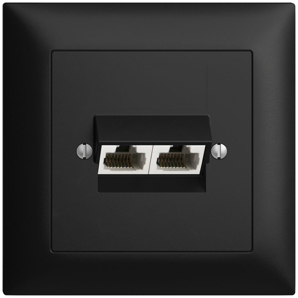 UP-Anschlussdose 2×RJ45/u 4P getr. EDIZIOdue schwarz ITplus