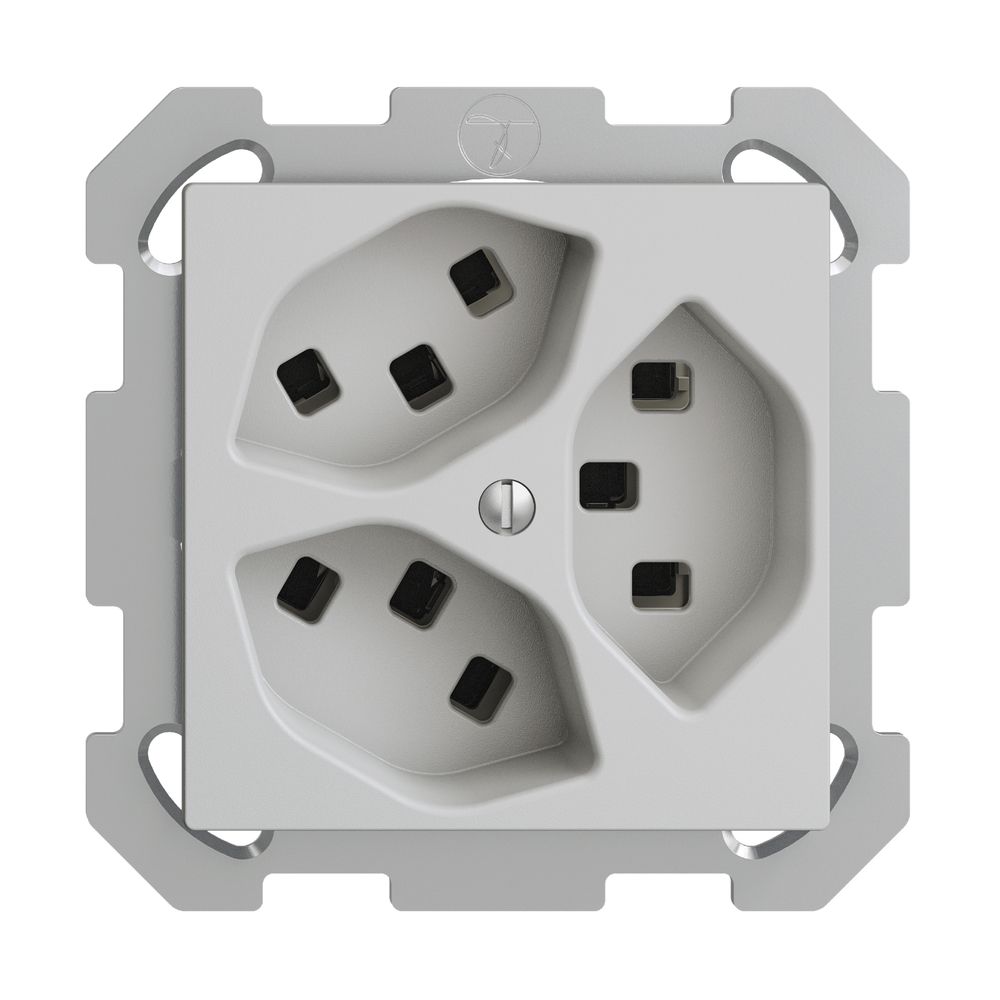 UP-Steckdose 3×T23 16A EDIZIOdue hellgrau, mit Steckklemmen