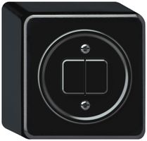 AP-Drucktaster origin 2×Tasten 2CO 1P 0<1 10A 230V 88×88×54mm schwarz