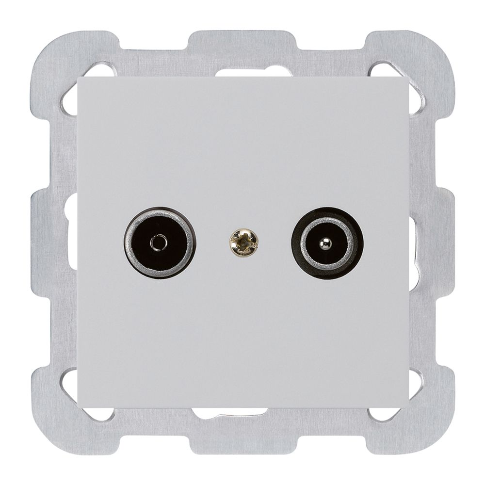 Prise de passage ENC kallysto R/TV 19dB gris clair avec plaque de fixation