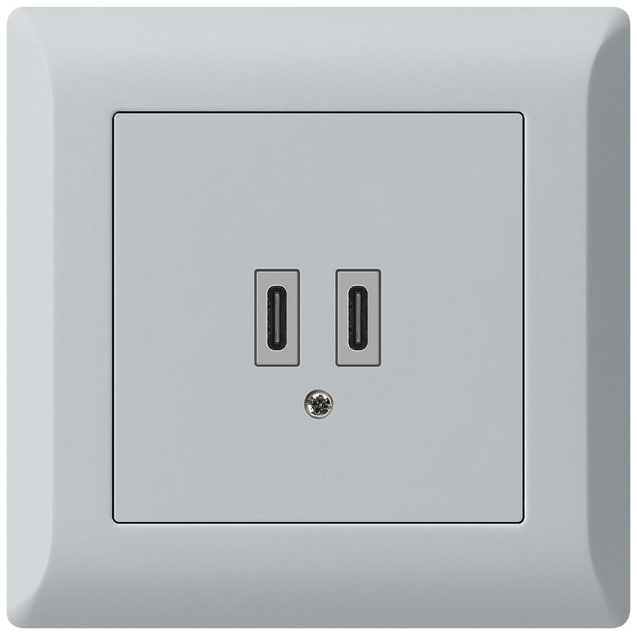 UP-USB-Ladesteckdose Hager kallysto.line C-C 20W 5V 92×92mm grau