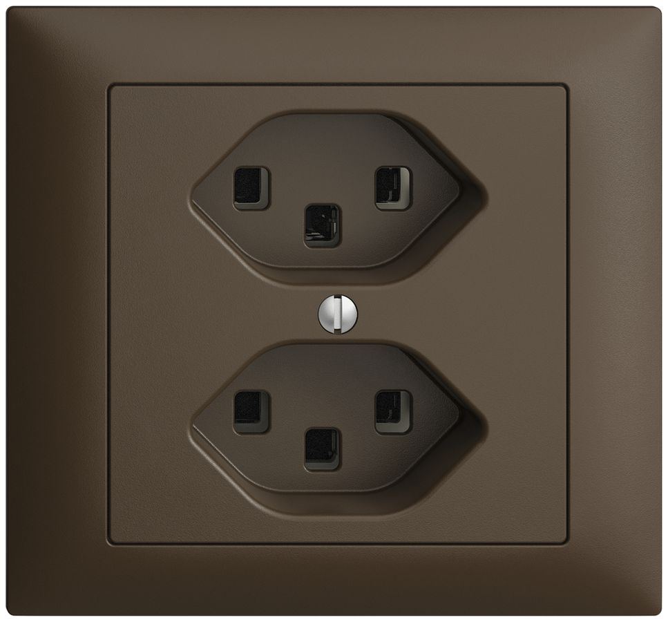 EB-Steckdose 2×T23 16A EDIZIOdue coffee, mit Steckklemmen