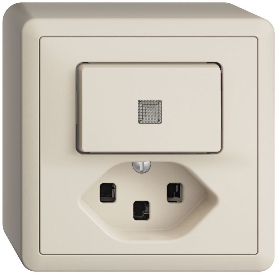 AP-Leuchtkombination 3/1L+T23 crema, LS EDIZIOdue mit Linse, LED gelb