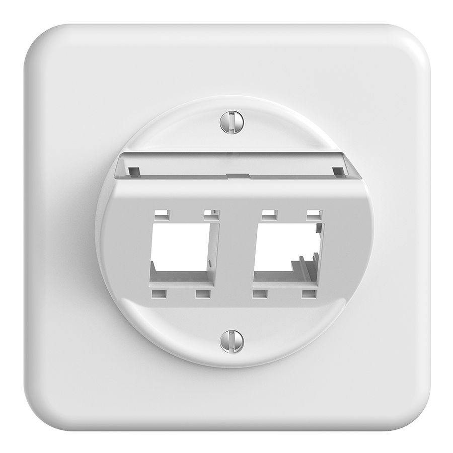 Kit de montage ENC Sdue QMI, avec capot de sortie oblique 2×RJ45 freenet blanc