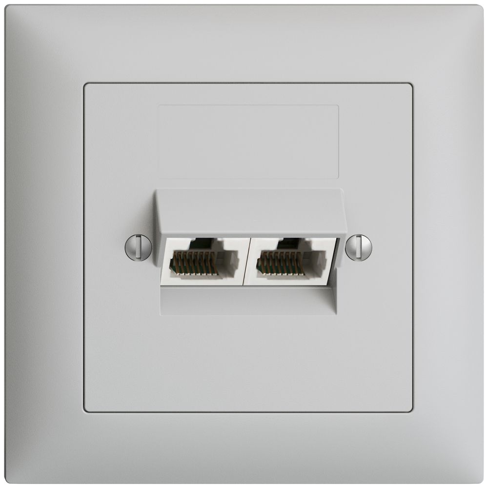 UP-Anschlussdose 2×RJ45/u 4P getr. EDIZIOdue hellgrau ITplus