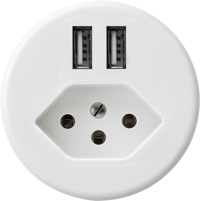 Prise 2×USB & type 13 basico A 2400mA blanc