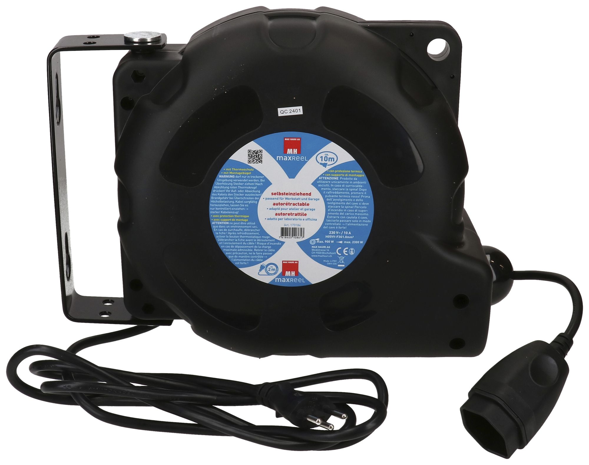 Avvolgicavo automatico MH maxReeL 1×T12+T13 3×1mm² 10m nero