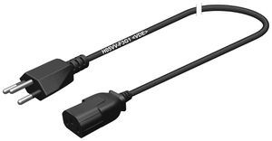 Apparatekabel Stecker T12 Buchse C13 3×1mm² 250VAC/10A schwarz 5m