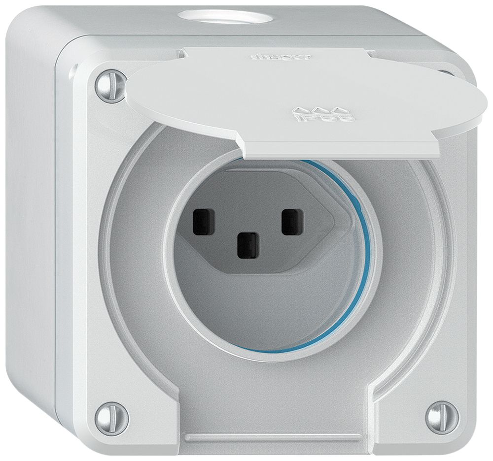 AP-Steckdose robusto 1×Typ 23 IP55 weiss