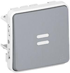 AP-Leuchtwippschalter PLEXO 3/1L grau Kontroll