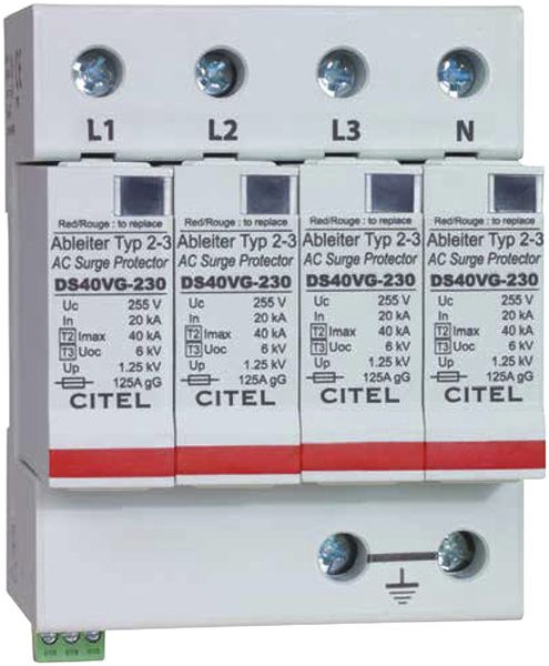 Überspannungsableiter Flury DS 40VGS, Typ 2+3, 4-polig