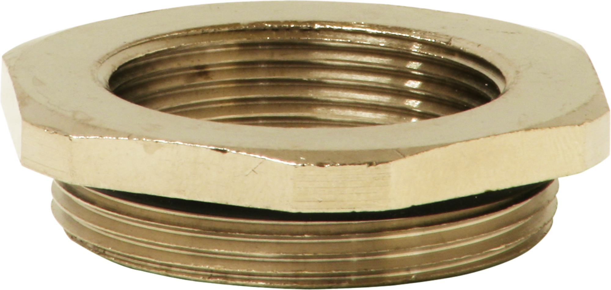 Reduktion 6-kant M40×1.5 aussen/M32×1.5 innen Messing vernickelt