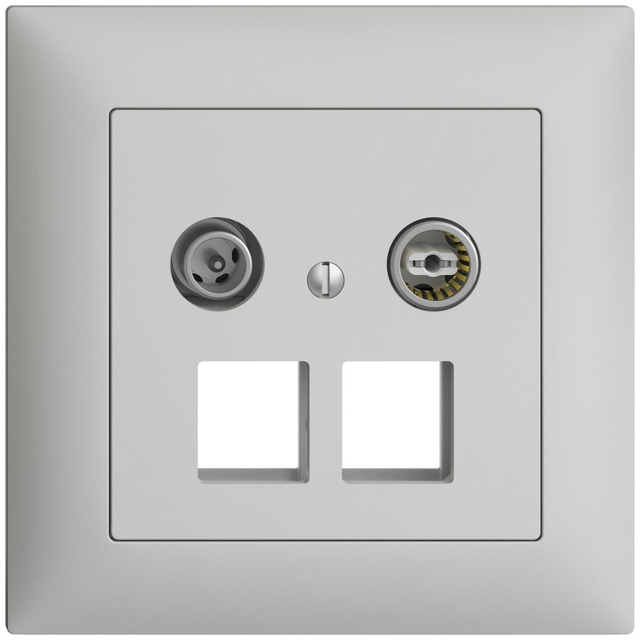 UP-Multimediadose 4dB EDIZIOdue FMI, Stichdose, f.2×RJ45 Keystone, hellgrau